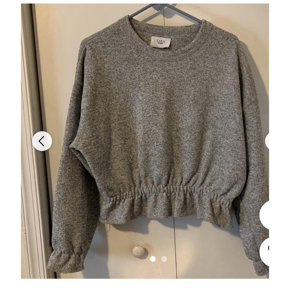 Zara Women’s Grey Jumper Sweater Pullover Crew Neck Long Sleeve Size S - Picture 5 of 7